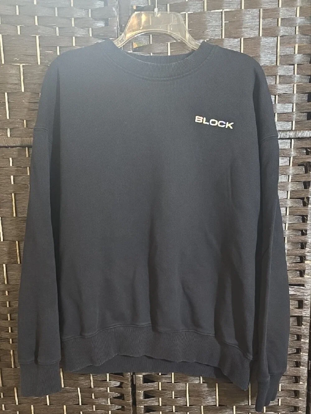 Block Mens Holographic Cube Graphic French Terry Sweatshirt Black Size Medium